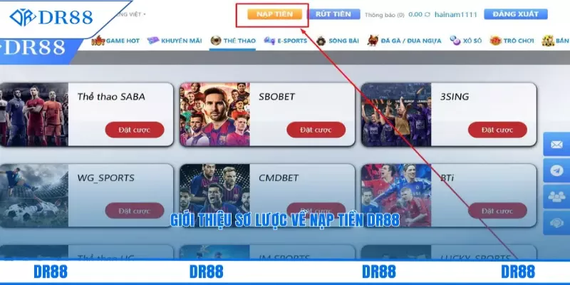 Giới thiệu sơ lược về nạp tiền DR88